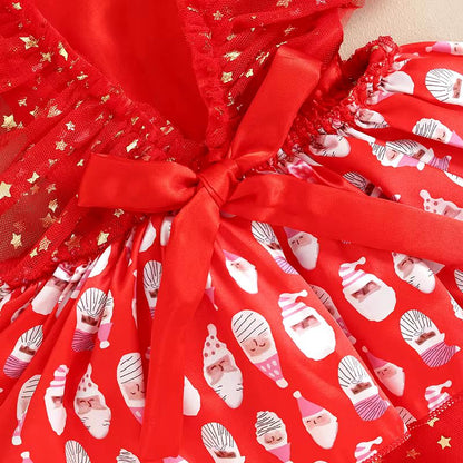 Vestido infantil navideño de tul con estrellas
