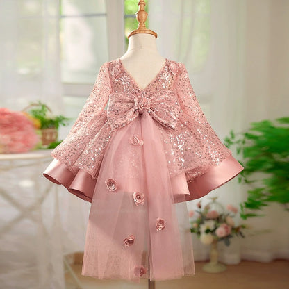 Sparkly Girls Party Dress with Bow