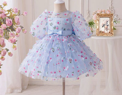 Children's Party Dress with Small Flowers