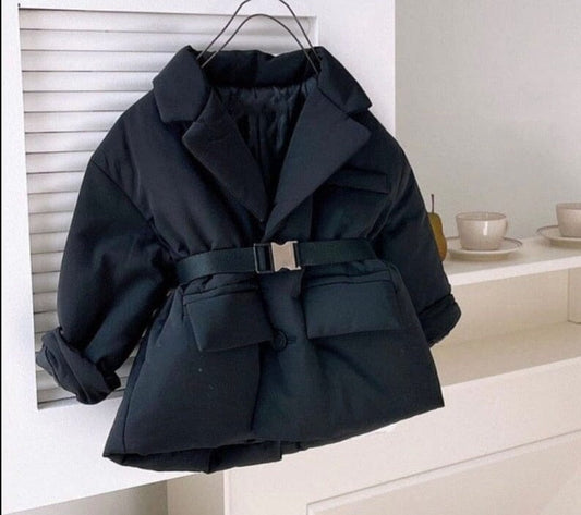 Chaqueta acolchada con cinturón para mujer y niño 