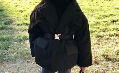 Chaqueta acolchada con cinturón para mujer y niño 