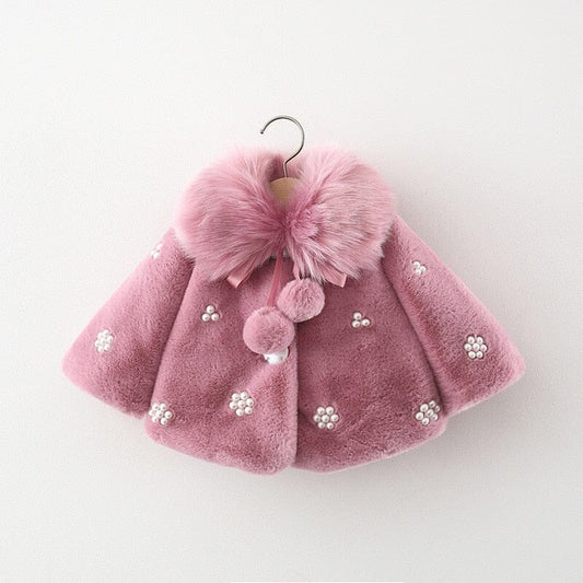 Abrigo de cuello de piel para mujer y niño 