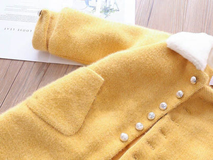 Chaqueta de lana para mujer y niño con bolsillos 
