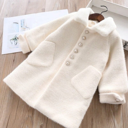 Chaqueta de lana para mujer y niño con bolsillos 