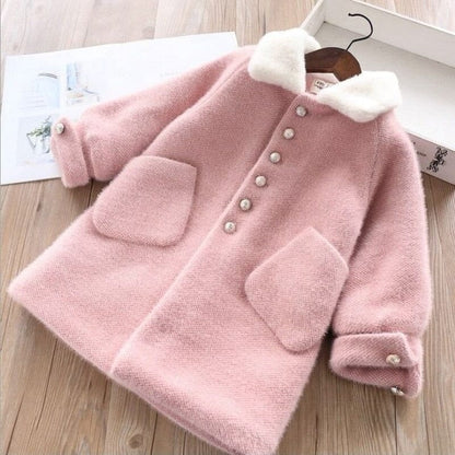 Chaqueta de lana para mujer y niño con bolsillos 