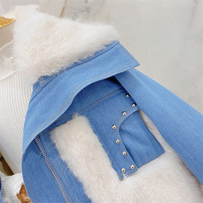 معطف جلدي مرصع بأحجار الراين للأطفال والنساء