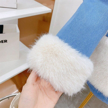 معطف جلدي مرصع بأحجار الراين للأطفال والنساء