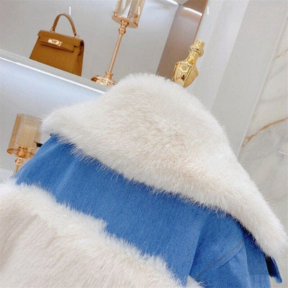 معطف جلدي مرصع بأحجار الراين للأطفال والنساء