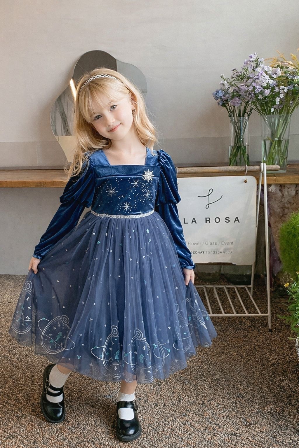 Children's Velvet Dress with Glitter