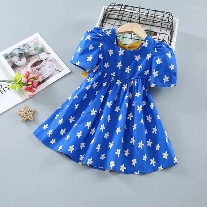 Vestido infantil de flores azules 