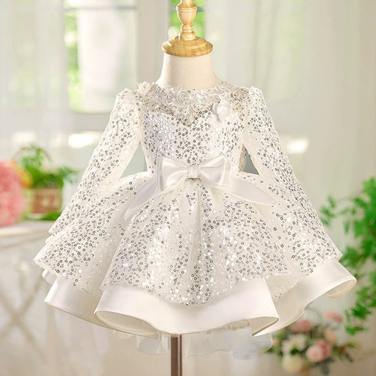 Sparkly Girls Party Dress with Bow