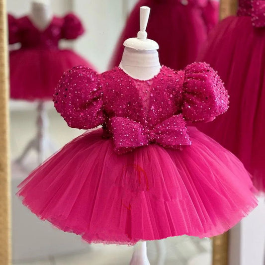 Shiny Pink Children's Party Dress