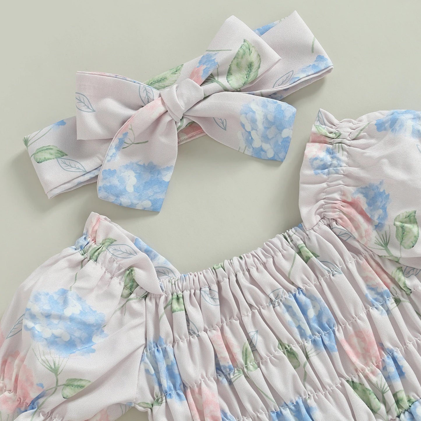 Vestido de bebé vintage floral + diadema