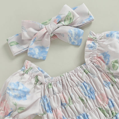 Vestido de bebé vintage floral + diadema
