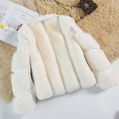 Chaqueta de cuero con cinturón para mujer y niño 