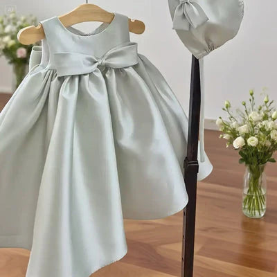 Vestido de fiesta infantil con lazo 
