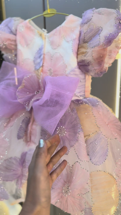 Pink Girls' Party Dress with Flowers
