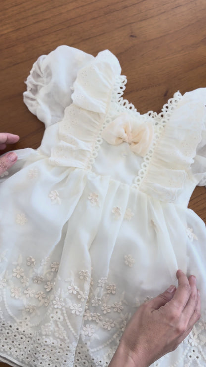 Girls' Eyelet Dress with Bow