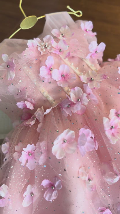 Children's Pink Flower Party Dress