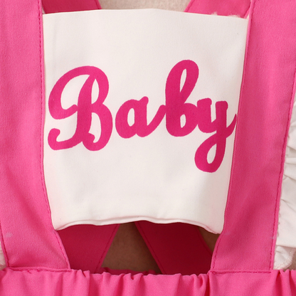 Vestido infantil rosa bebé + fajín