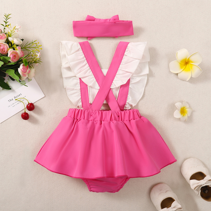 Vestido infantil rosa bebé + fajín