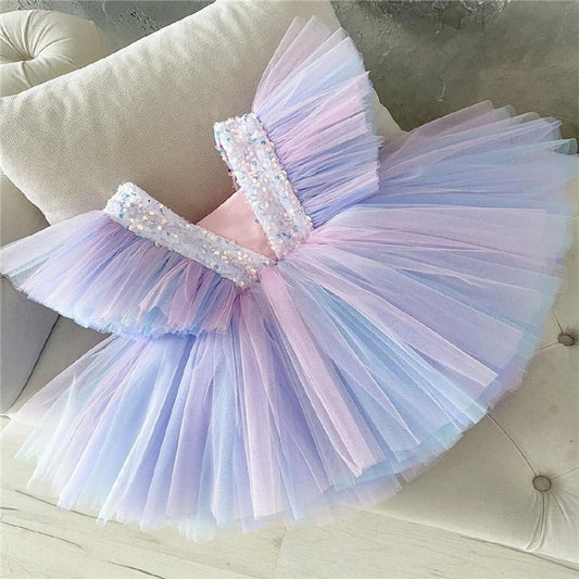 Vestido de fiesta de tul con lazo 