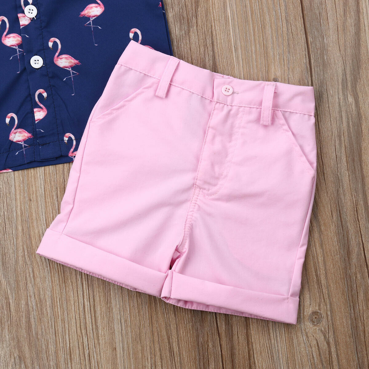Conjunto de 2 piezas de camiseta y pantalones cortos de flamenco