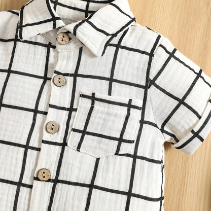 Conjunto de 2 piezas para bebé niño pequeño a cuadros