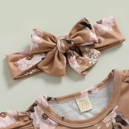 Body infantil floral + diadema
