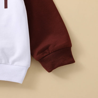 Sudadera infantil marrón y blanca