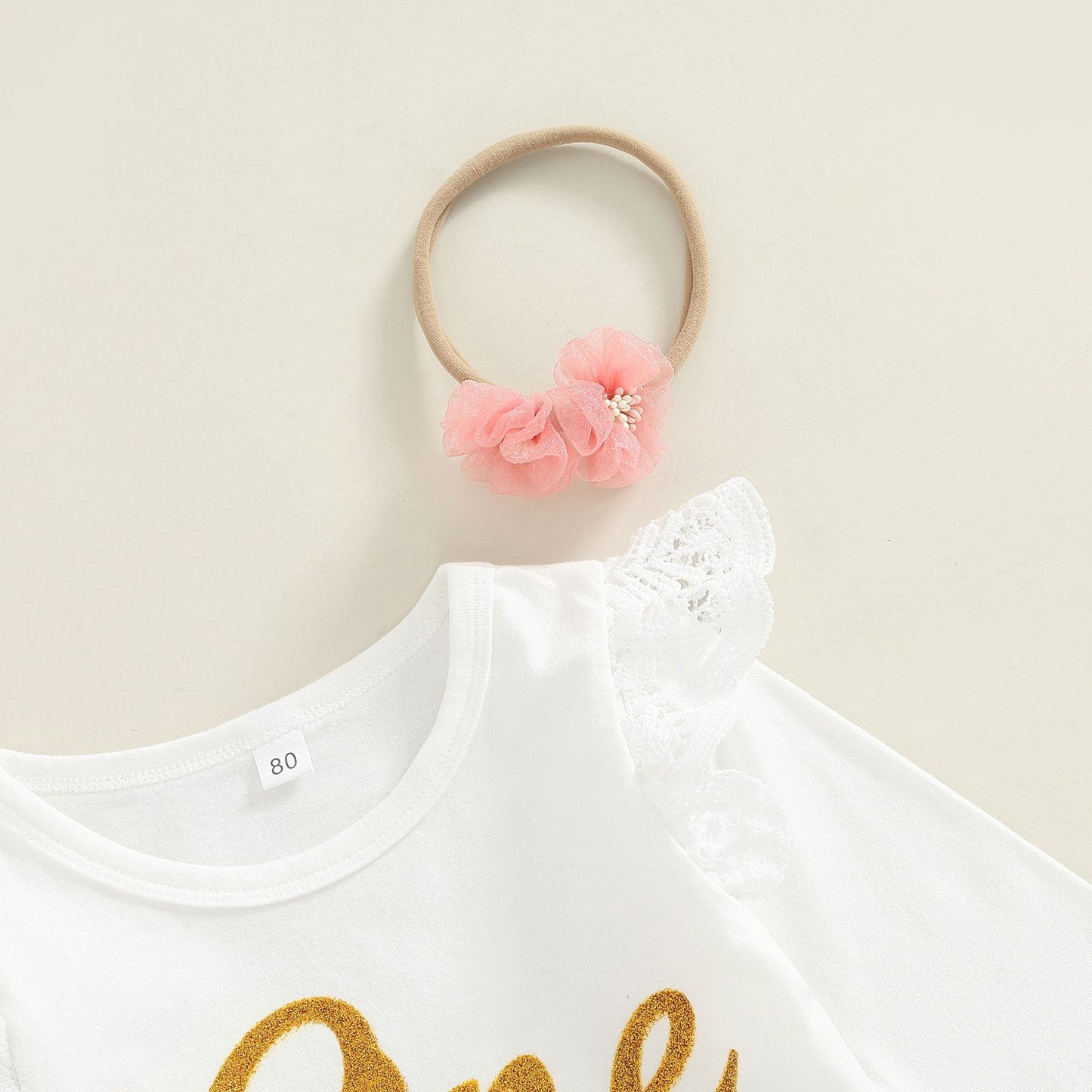 Conjunto de ropa para bebé niña, body de algodón con letras y manga larga para cumpleaños de primer año