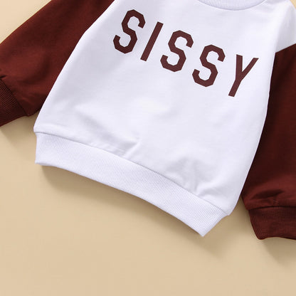 Sudadera infantil marrón y blanca