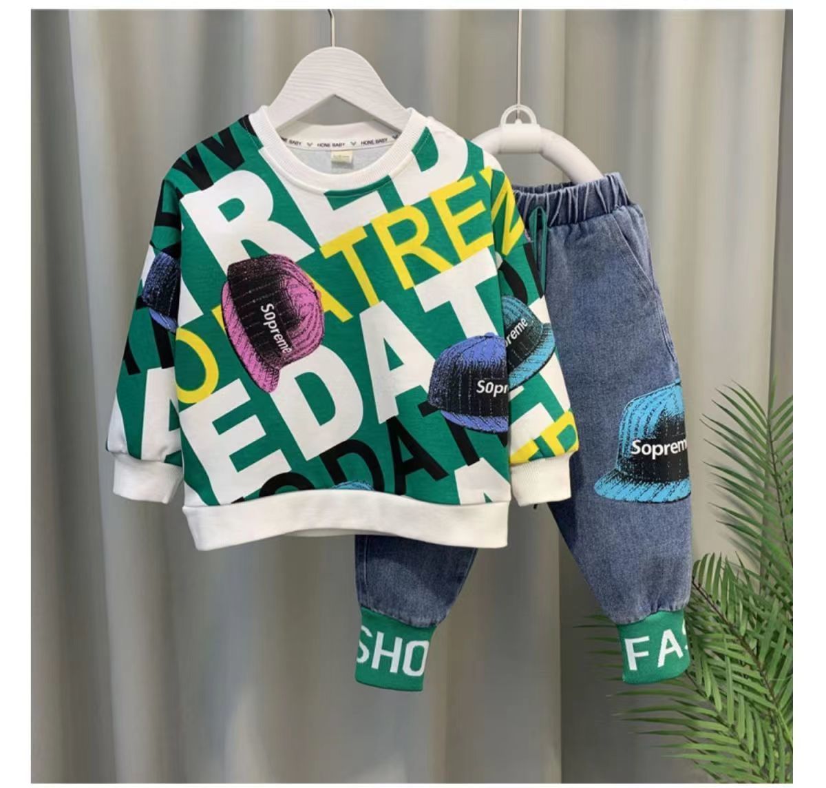 Conjunto de ropa para bebé, nuevo jersey estampado de manga larga y pantalones, 2 piezas, ropa de primavera y otoño