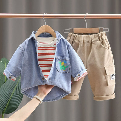 Conjunto infantil de 3 piezas con chaqueta vaquera