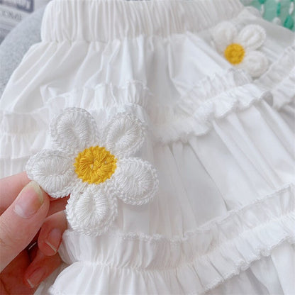Conjunto infantil de lazo y flores