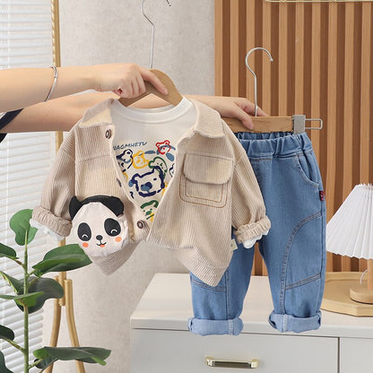 Conjunto infantil 3D con bolsa de dibujos animados