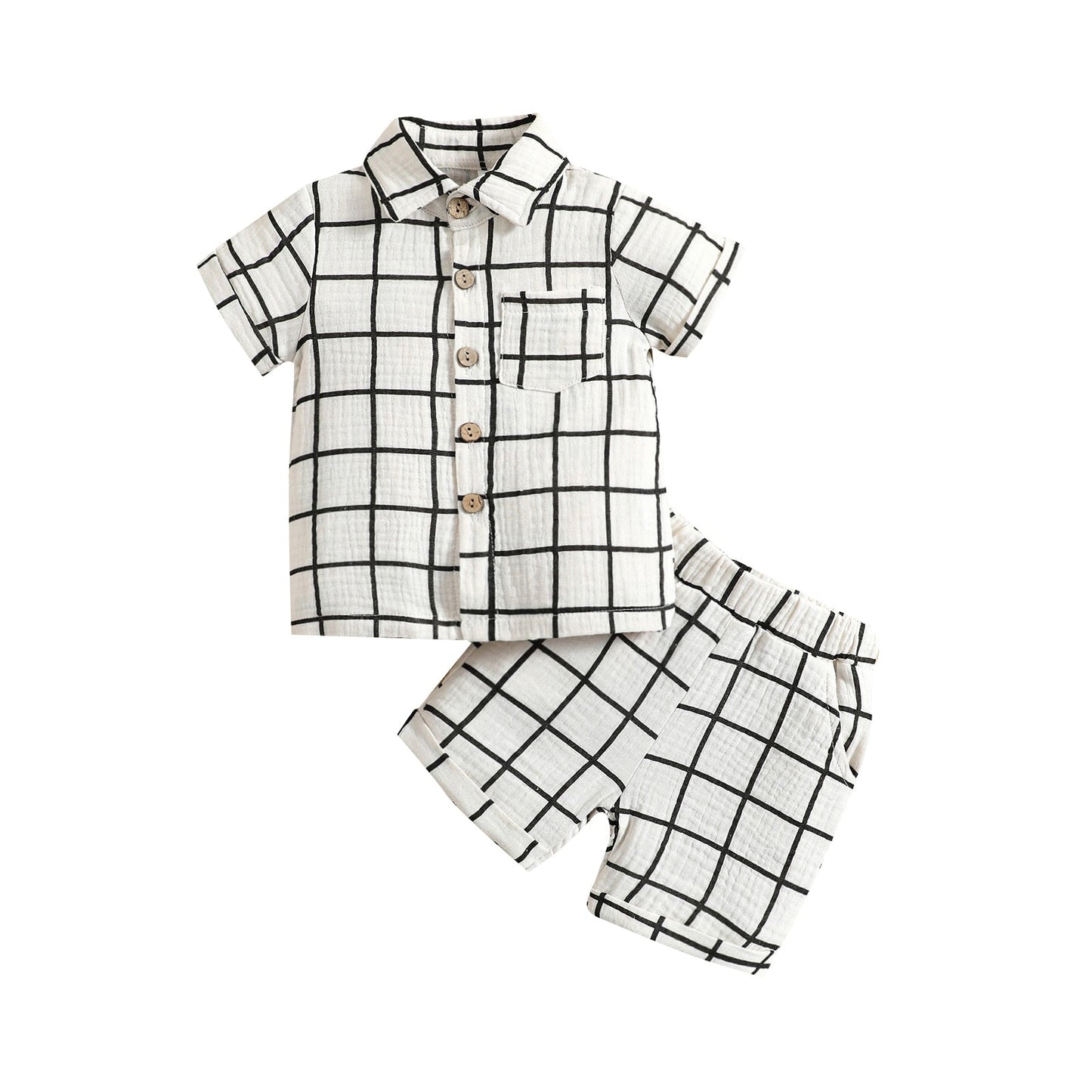 Conjunto de 2 piezas para bebé niño pequeño a cuadros