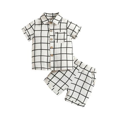 Conjunto de 2 piezas para bebé niño pequeño a cuadros