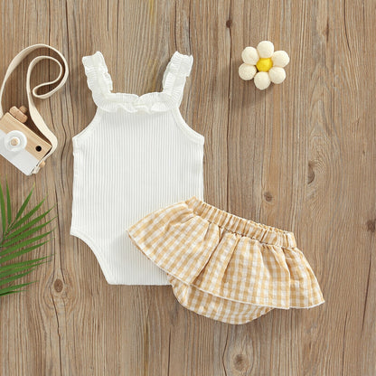 Conjunto de falda de ajedrez para niños