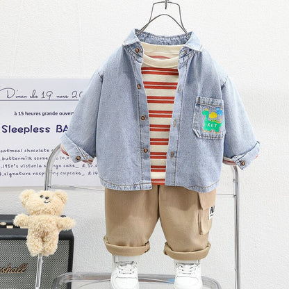 Conjunto infantil de 3 piezas con chaqueta vaquera