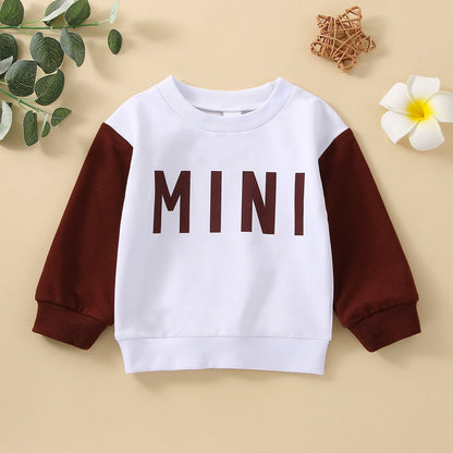 Sudadera infantil marrón y blanca