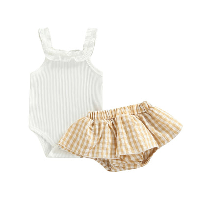 Conjunto de falda de ajedrez para niños