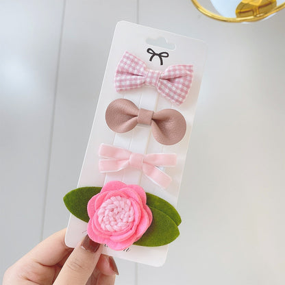 Juego de 4 pinzas para el pelo con lazo estampado de encaje dulce