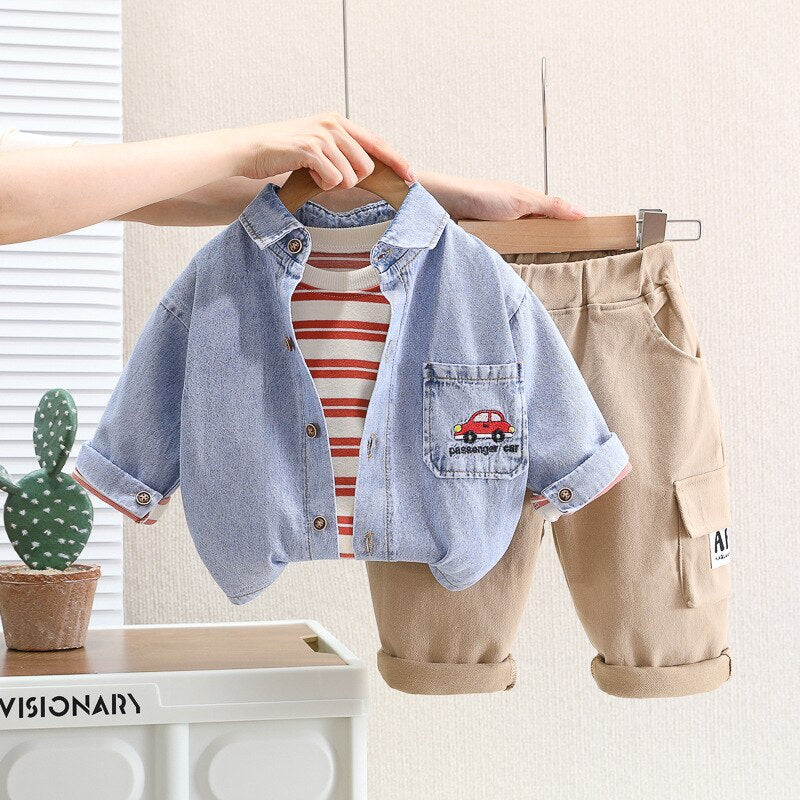 Conjunto infantil de 3 piezas con chaqueta vaquera