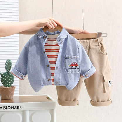 Conjunto infantil de 3 piezas con chaqueta vaquera