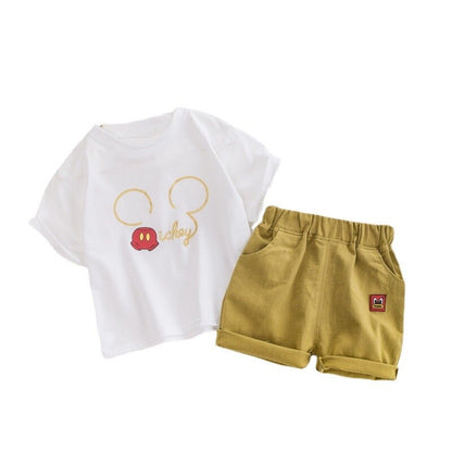 Conjuntos de ropa para bebés niños, pantalones cortos de manga corta, conjunto de 2 piezas para niños de verano 