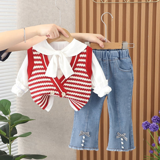 Conjunto de mujer con chaleco de rayas