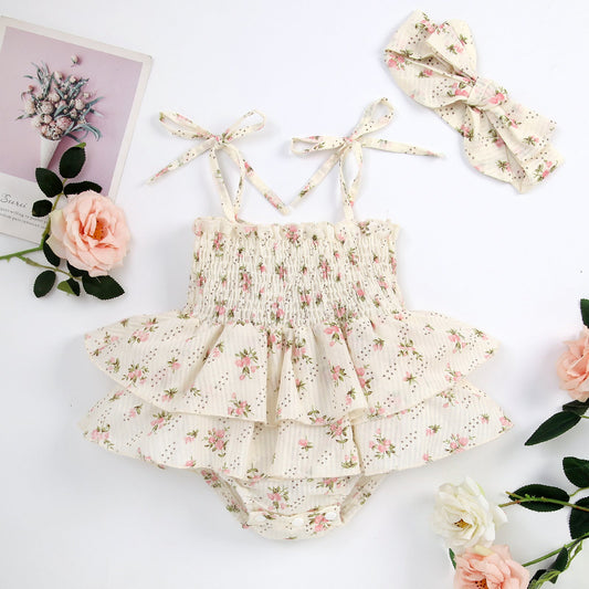 Body infantil con volantes y flores