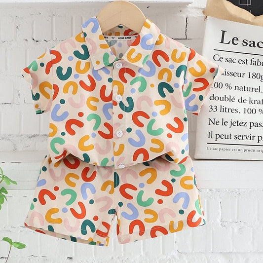 Trajes de verano para bebé con estampado de dibujos animados coloridos