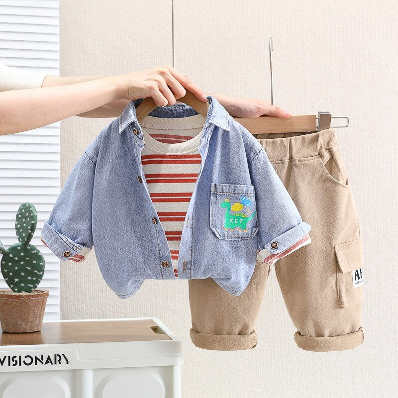 Conjunto infantil de 3 piezas con chaqueta vaquera